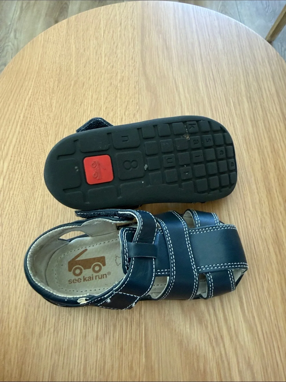 8C Blue leather toddler sandals